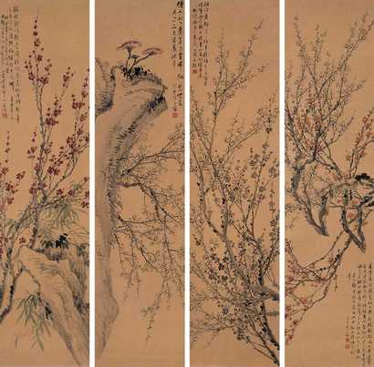 金心兰 梅花 四屏